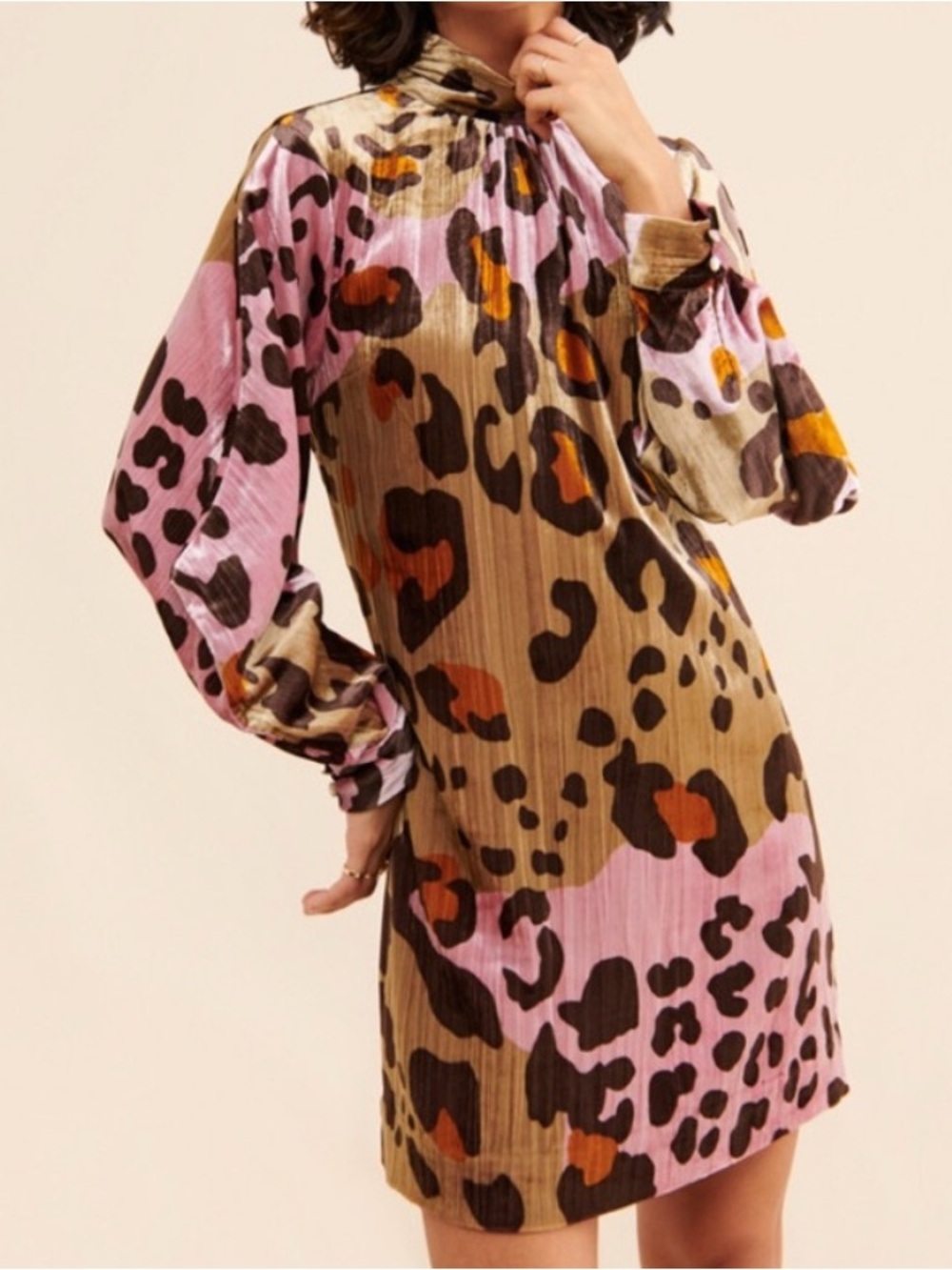 Anthropologie Eleanor Velvet Tunic Dress Animal Print Size 6 - Picture 3 of 15